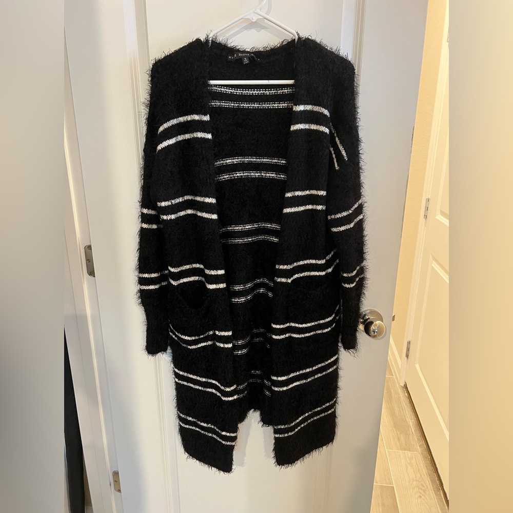Black and White Striped Women's Sweater